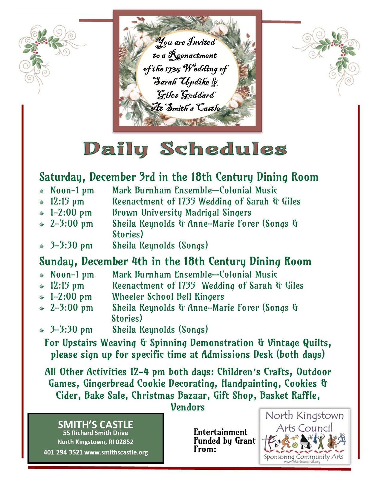 Christmas at Smith's Castle - North Kingstown Arts Council